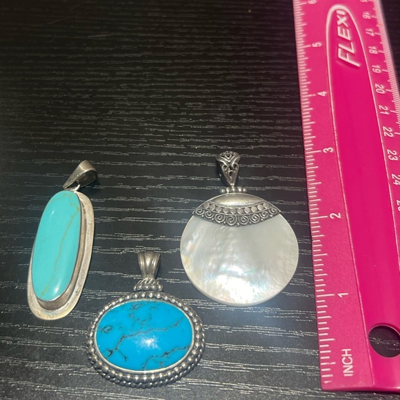 3 Sterling Silver Stone Pendants - Picture 2 of 9